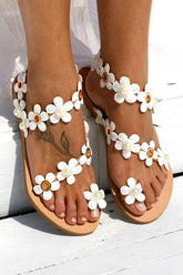 Flache Slipper-Sandalen mit Blumenmuster
